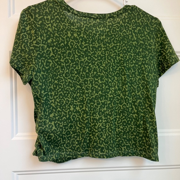 Anthropologie Green Print Crop Top - Picture 4 of 5